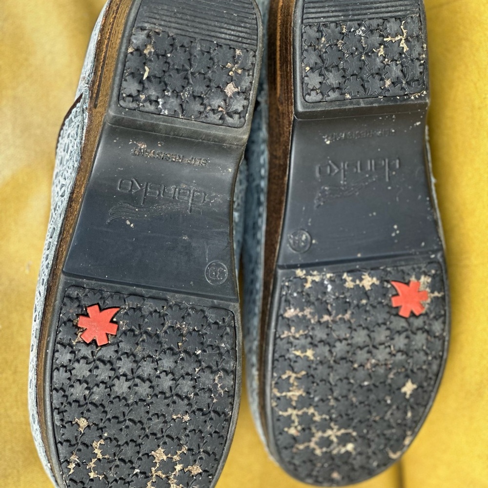 Dansko XP Pro Blue Chambray Lace Nubuk Clogs Sz 39 - Picture 4 of 4